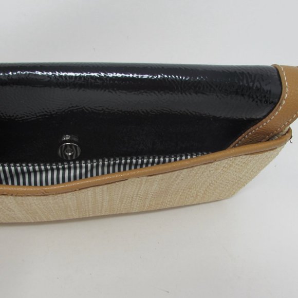 Nine West Straw Design and Black Patent Leather Clutch Purse - Picture 12 of 12